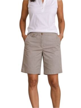 Talbots Khaki Stretch Bermuda Shorts Size 8 Mid Rise Classic Preppy